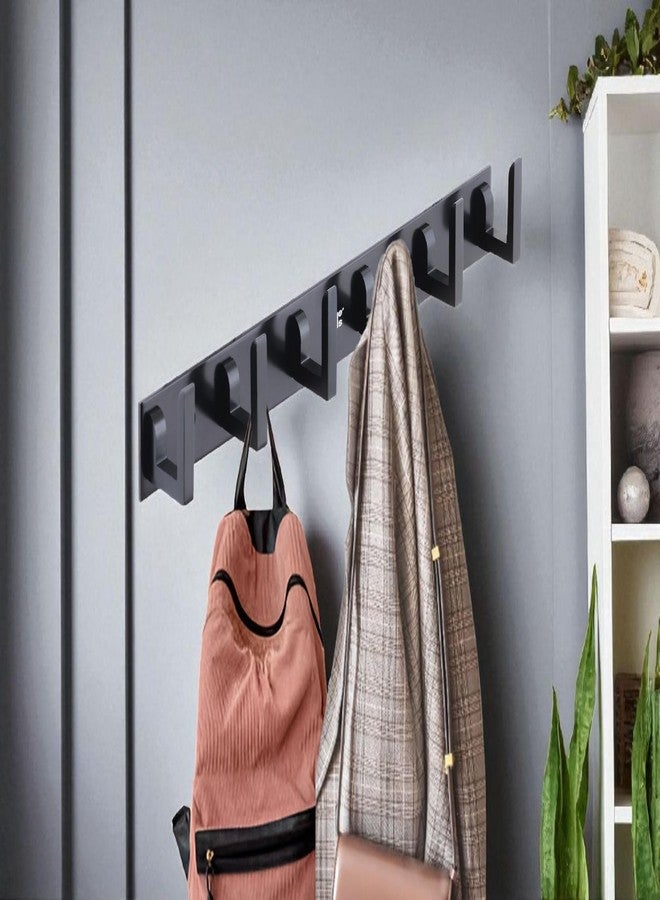 HingeMinds Aluminium Cloth Hanger for Wall, Clothes Hook Hangers Door Mounted, Bathroom Hooks for Hanging Towel, Wall Mount Shirt Hangers, Dress Holder Hooks - 6 Pin-XL, Pack of 2, Black - Image 4